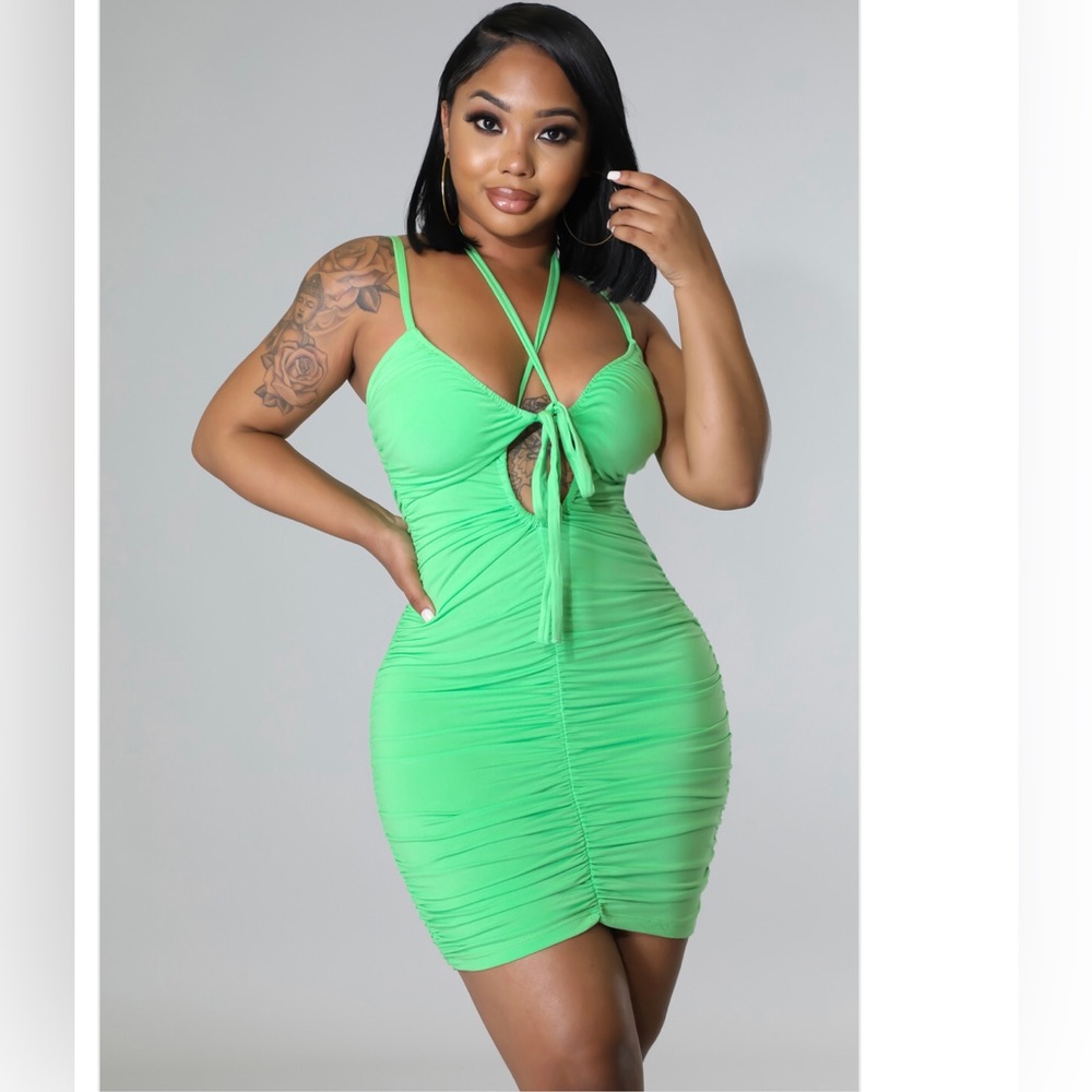 Lime green bodycon mini dress